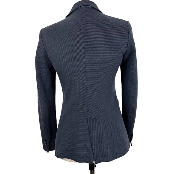 Massimo Dutton Jacket Women Size 4 Blue One Button Tweed Twill Blazer Pockets - Picture 3 of 11